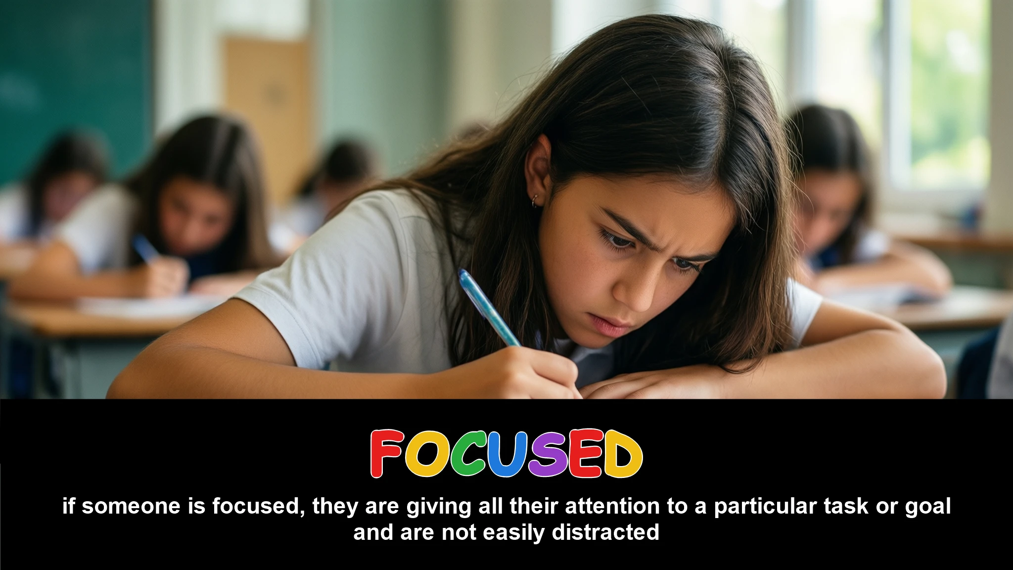 English Illustration for focused